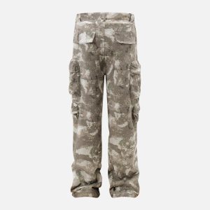 Concert Outfit Functional Camouflage Straight-Leg Cargo Pants