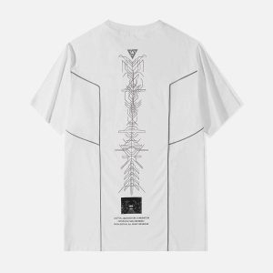 Concert Outfit Functional Reflective Strip Print Cotton Tee