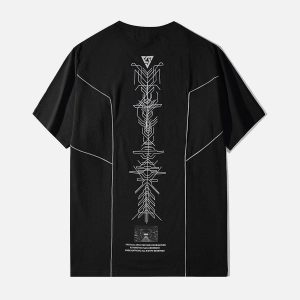 Concert Outfit Functional Reflective Strip Print Cotton Tee