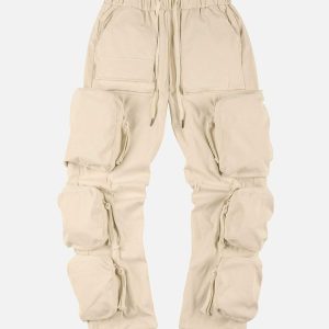 Concert Outfit Functional Wind Zipper Multi-Pocket Work Pants