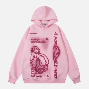 Concert Outfit Funny Cartoon Print Hoodie