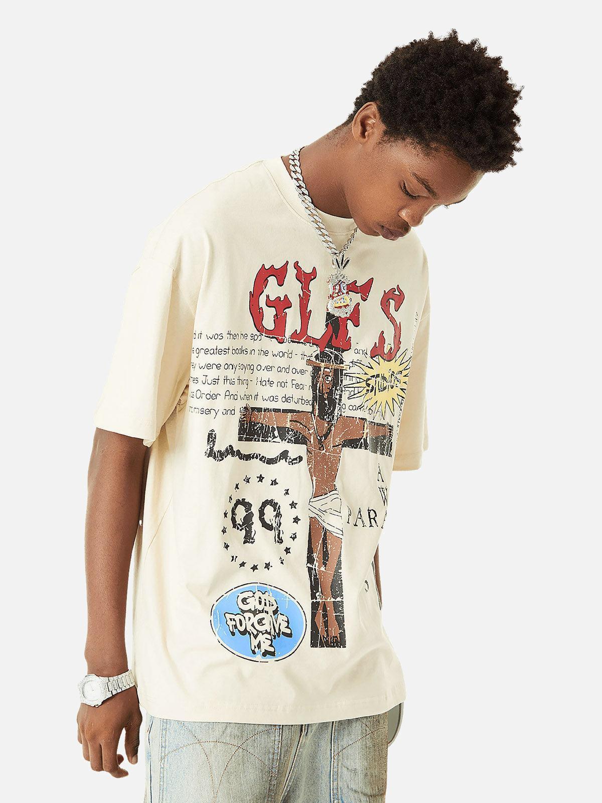 Concert Outfit Funny Jesus Graffiti Street Rap T-Shirt Concert Outfit Funny Jesus Graffiti Street Rap T-Shirt