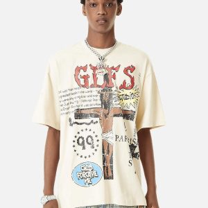 Concert Outfit Funny Jesus Graffiti Street Rap T-Shirt