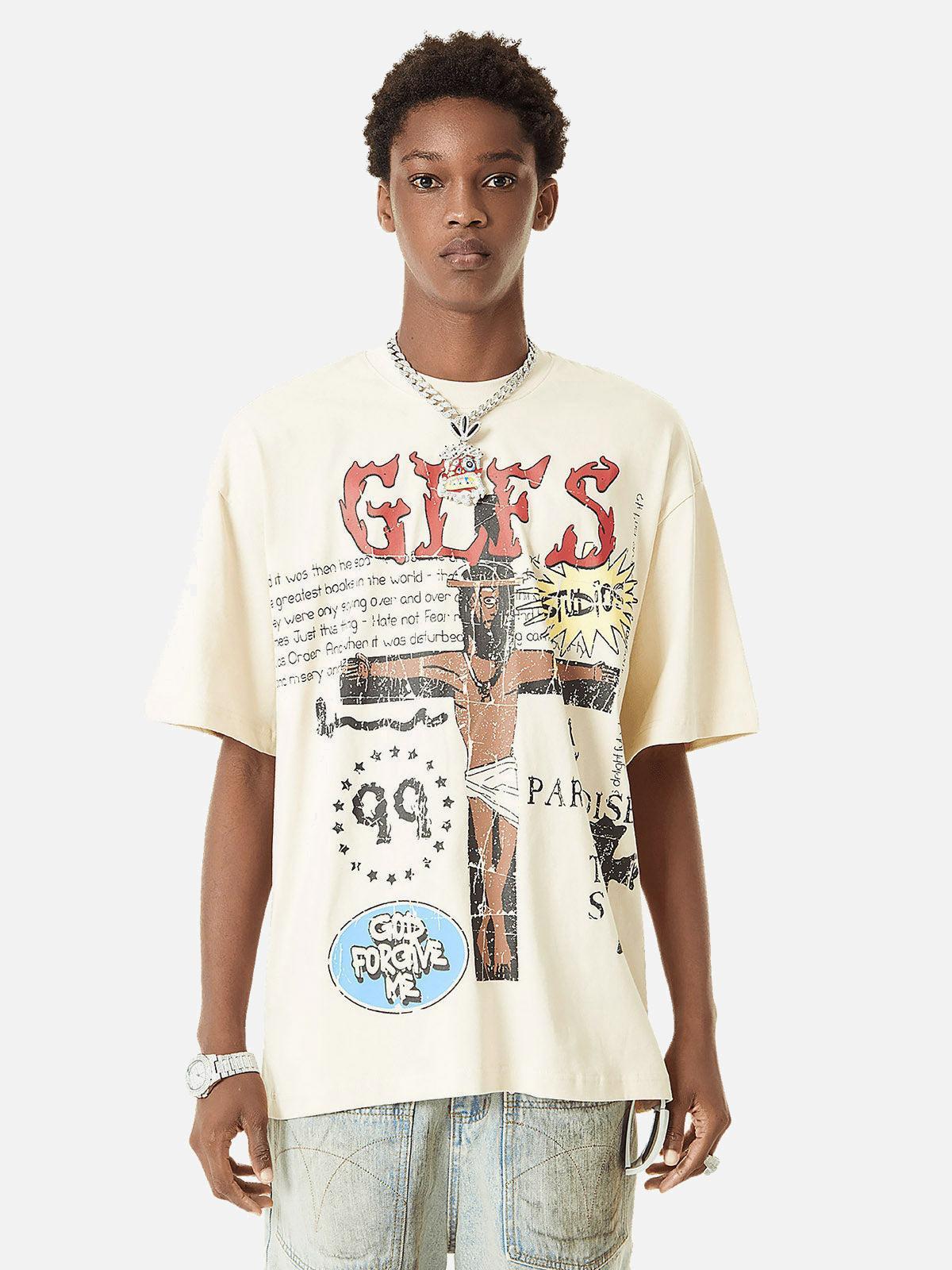 Concert Outfit Funny Jesus Graffiti Street Rap T-Shirt Concert Outfit Funny Jesus Graffiti Street Rap T-Shirt