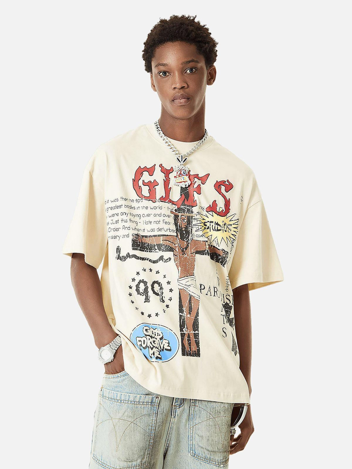 Concert Outfit Funny Jesus Graffiti Street Rap T-Shirt Concert Outfit Funny Jesus Graffiti Street Rap T-Shirt