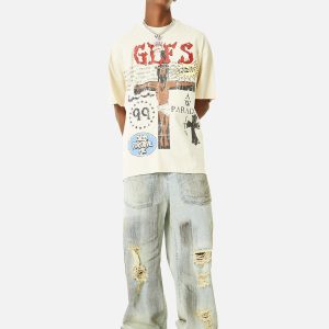 Concert Outfit Funny Jesus Graffiti Street Rap T-Shirt