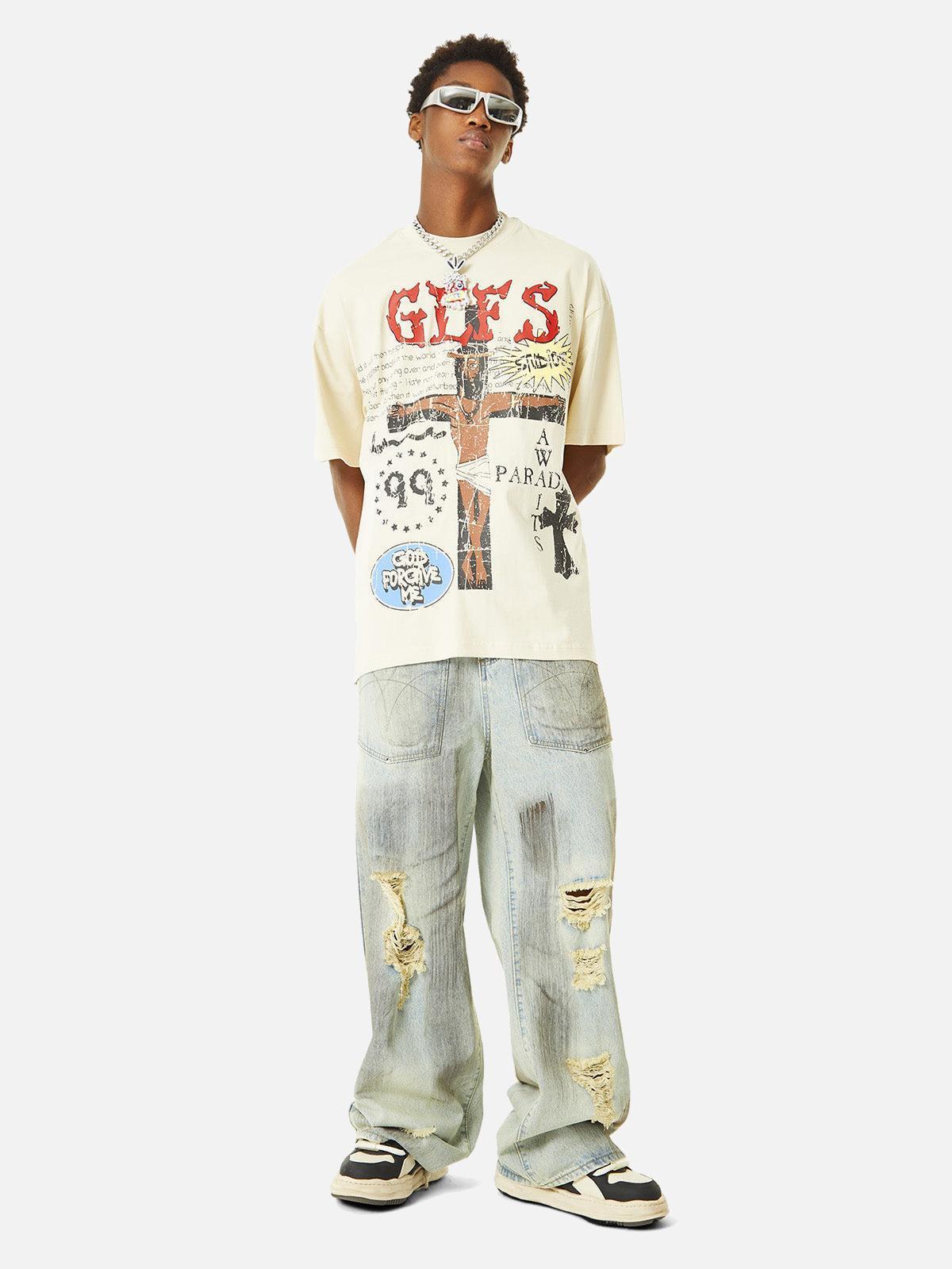 Concert Outfit Funny Jesus Graffiti Street Rap T-Shirt Concert Outfit Funny Jesus Graffiti Street Rap T-Shirt