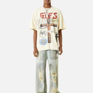 Concert Outfit Funny Jesus Graffiti Street Rap T-Shirt