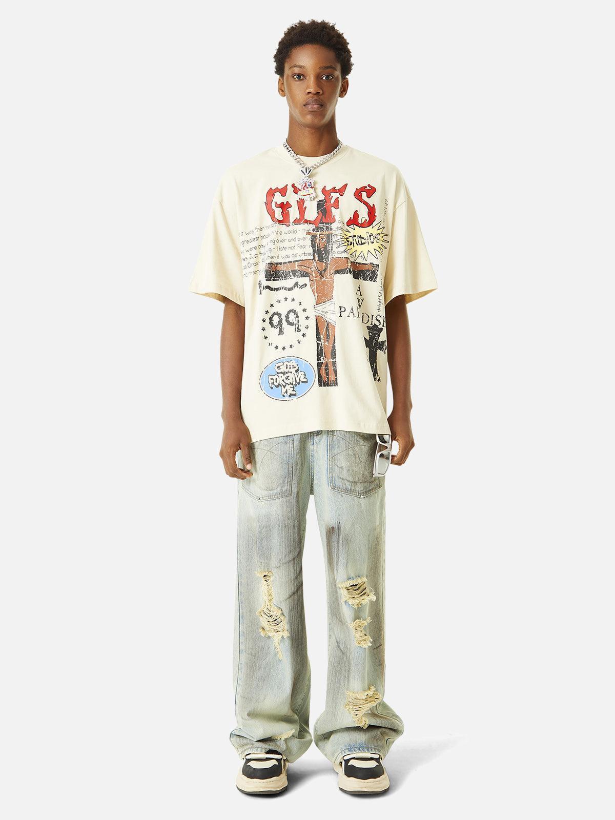 Concert Outfit Funny Jesus Graffiti Street Rap T-Shirt Concert Outfit Funny Jesus Graffiti Street Rap T-Shirt