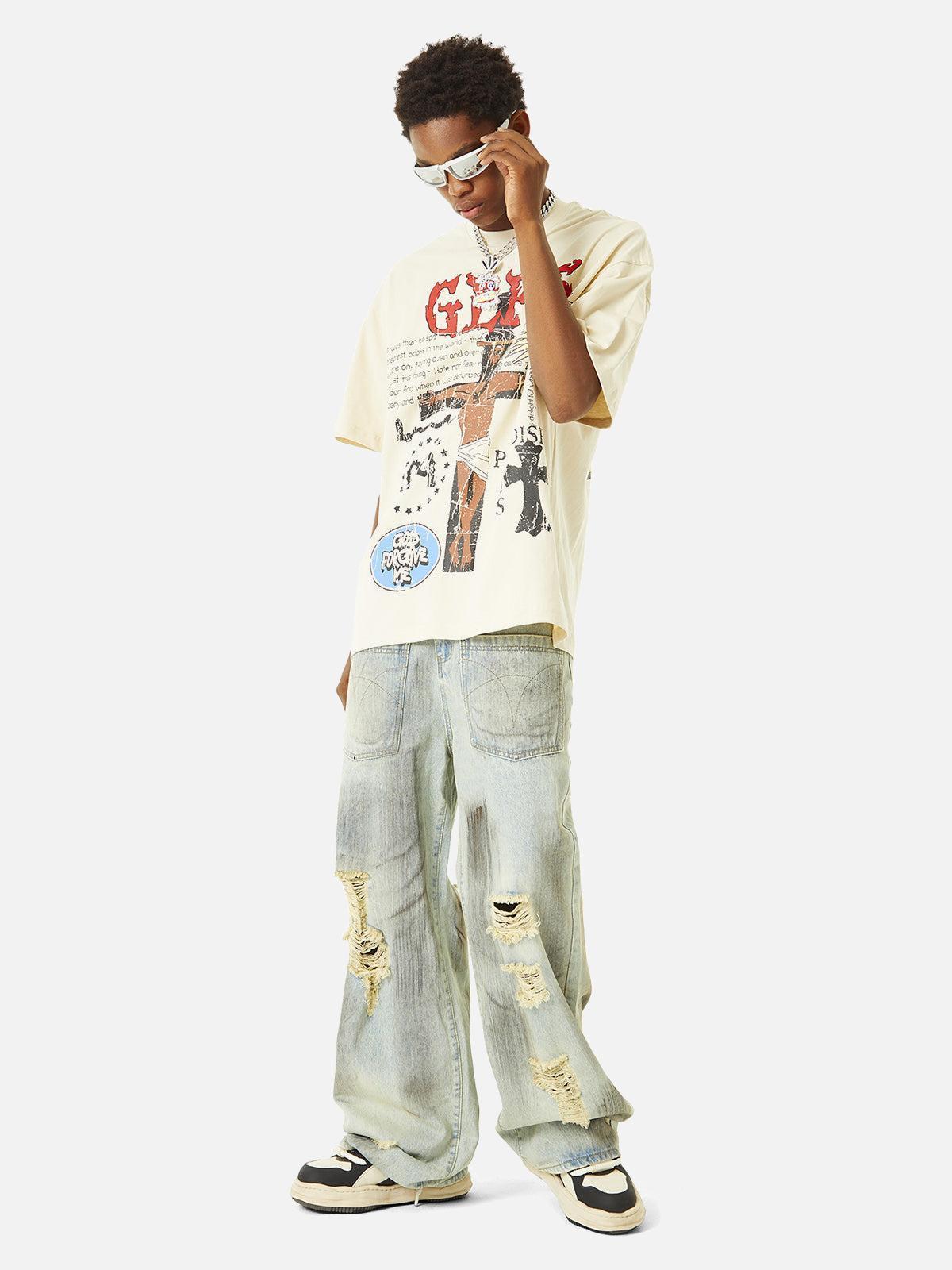 Concert Outfit Funny Jesus Graffiti Street Rap T-Shirt Concert Outfit Funny Jesus Graffiti Street Rap T-Shirt