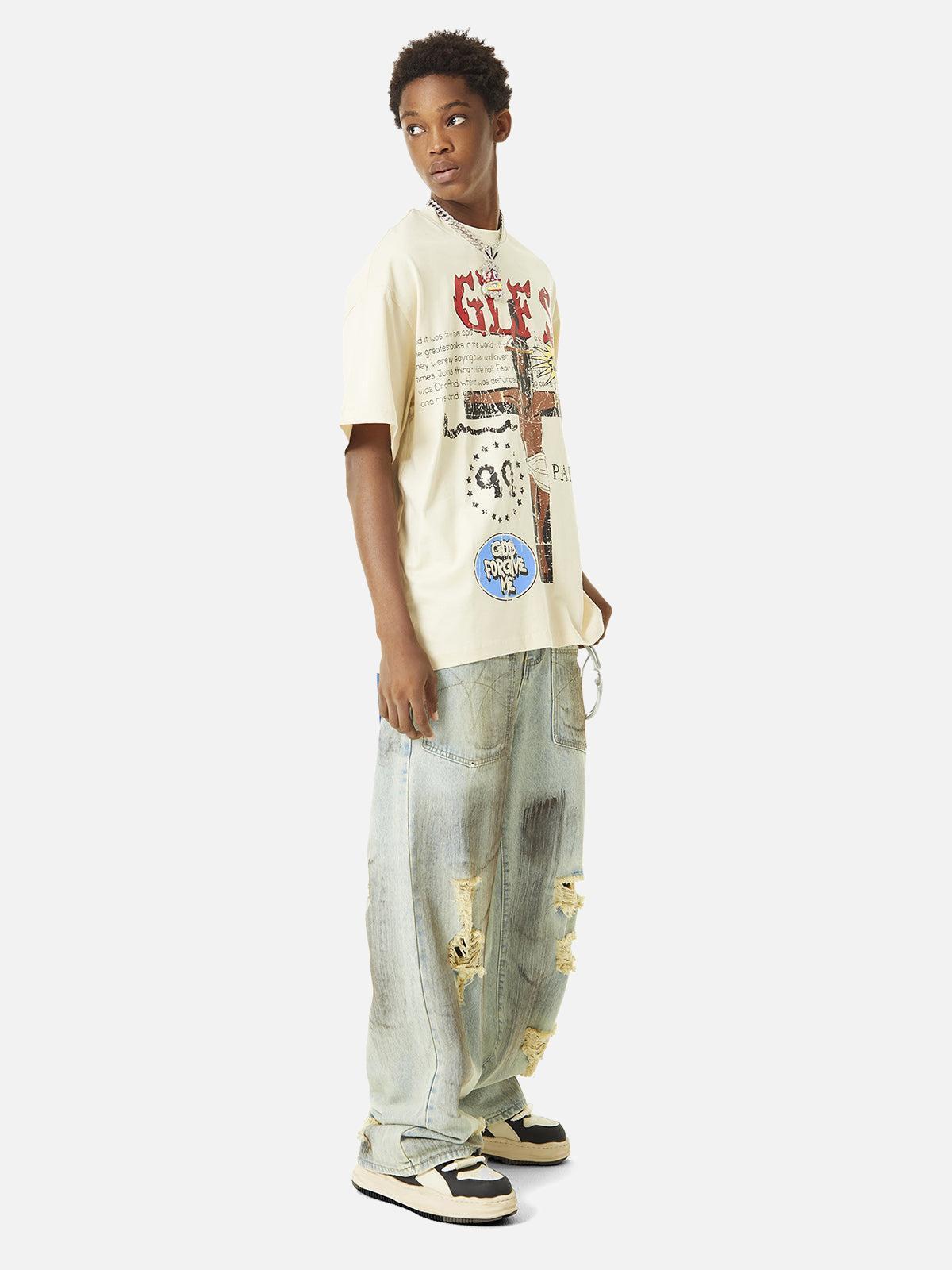 Concert Outfit Funny Jesus Graffiti Street Rap T-Shirt Concert Outfit Funny Jesus Graffiti Street Rap T-Shirt