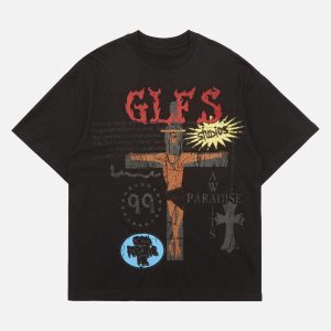 Concert Outfit Funny Jesus Graffiti Street Rap T-Shirt