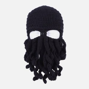 Concert Outfit Funny Knit Masked Octopus Hat