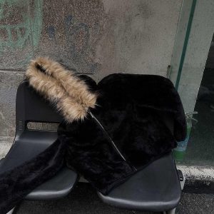 Concert Outfit Fur Hooded Quilted Sherpa Jacket