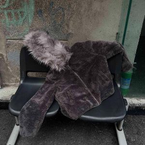 Concert Outfit Fur Hooded Quilted Sherpa Jacket