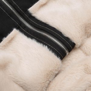 Concert Outfit Fur Lined Zip Up Hooded Bomber Jacket