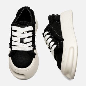 Concert Outfit Fuzzy Trim Chunk Shoes