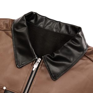 Concert Outfit Gangster Rap Patchwork Contrast Leather Shirt