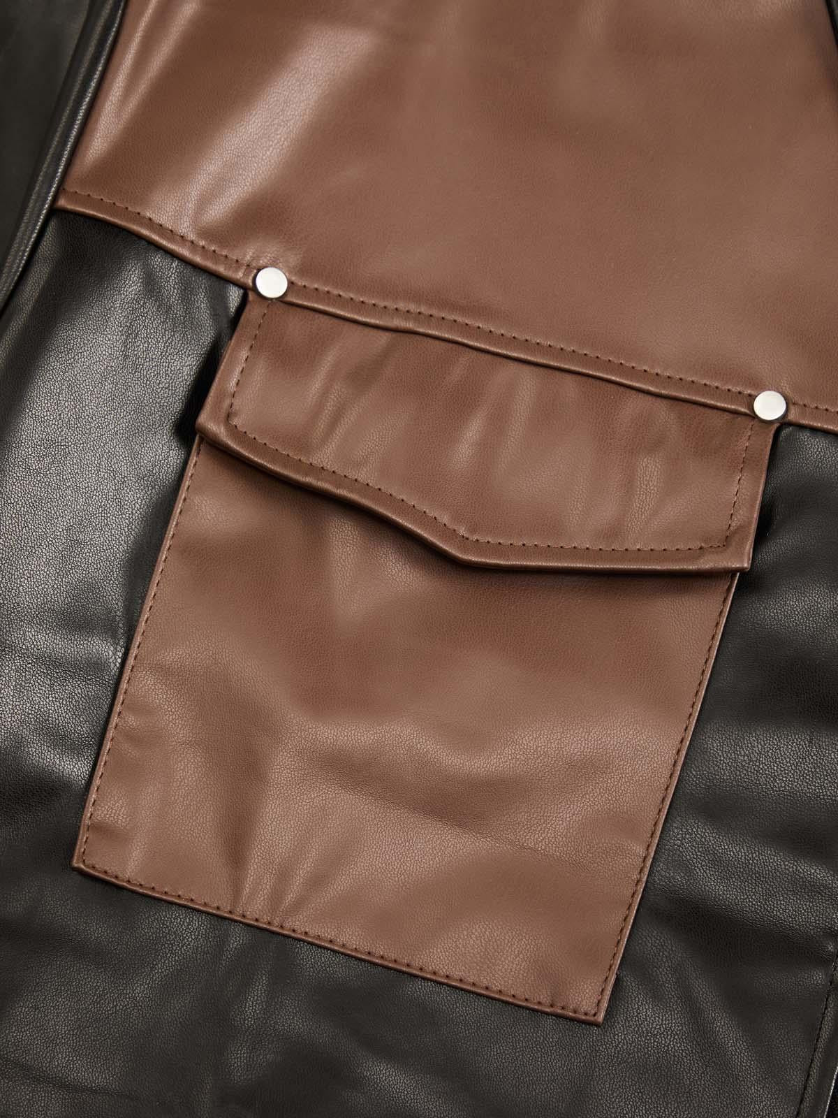 Concert Outfit Gangster Rap Patchwork Contrast Leather Shirt Concert Outfit Gangster Rap Patchwork Contrast Leather Shirt