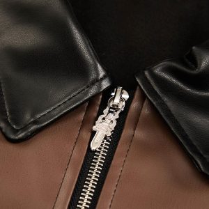 Concert Outfit Gangster Rap Patchwork Contrast Leather Shirt