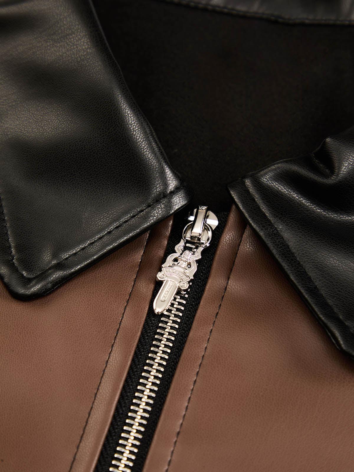 Concert Outfit Gangster Rap Patchwork Contrast Leather Shirt Concert Outfit Gangster Rap Patchwork Contrast Leather Shirt