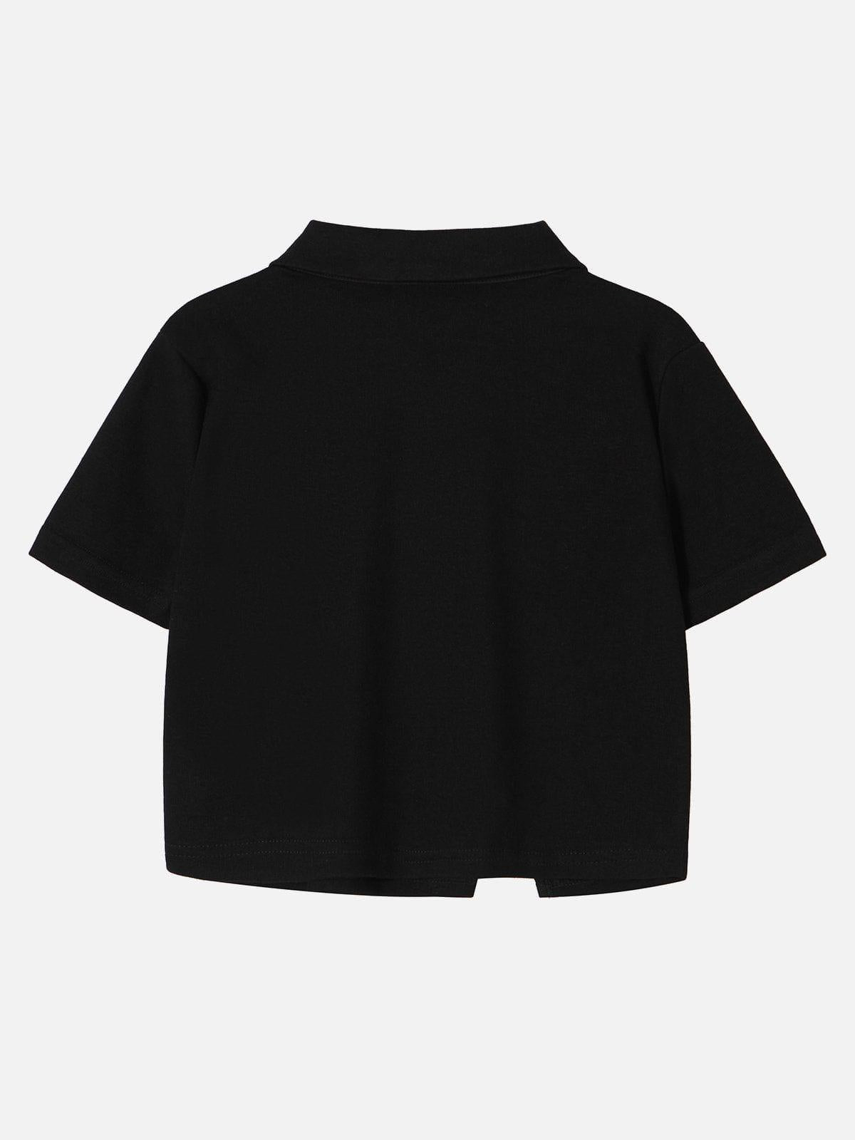 Concert Outfit Geometric Zip Up Crop Tee Concert Outfit Geometric Zip Up Crop Tee