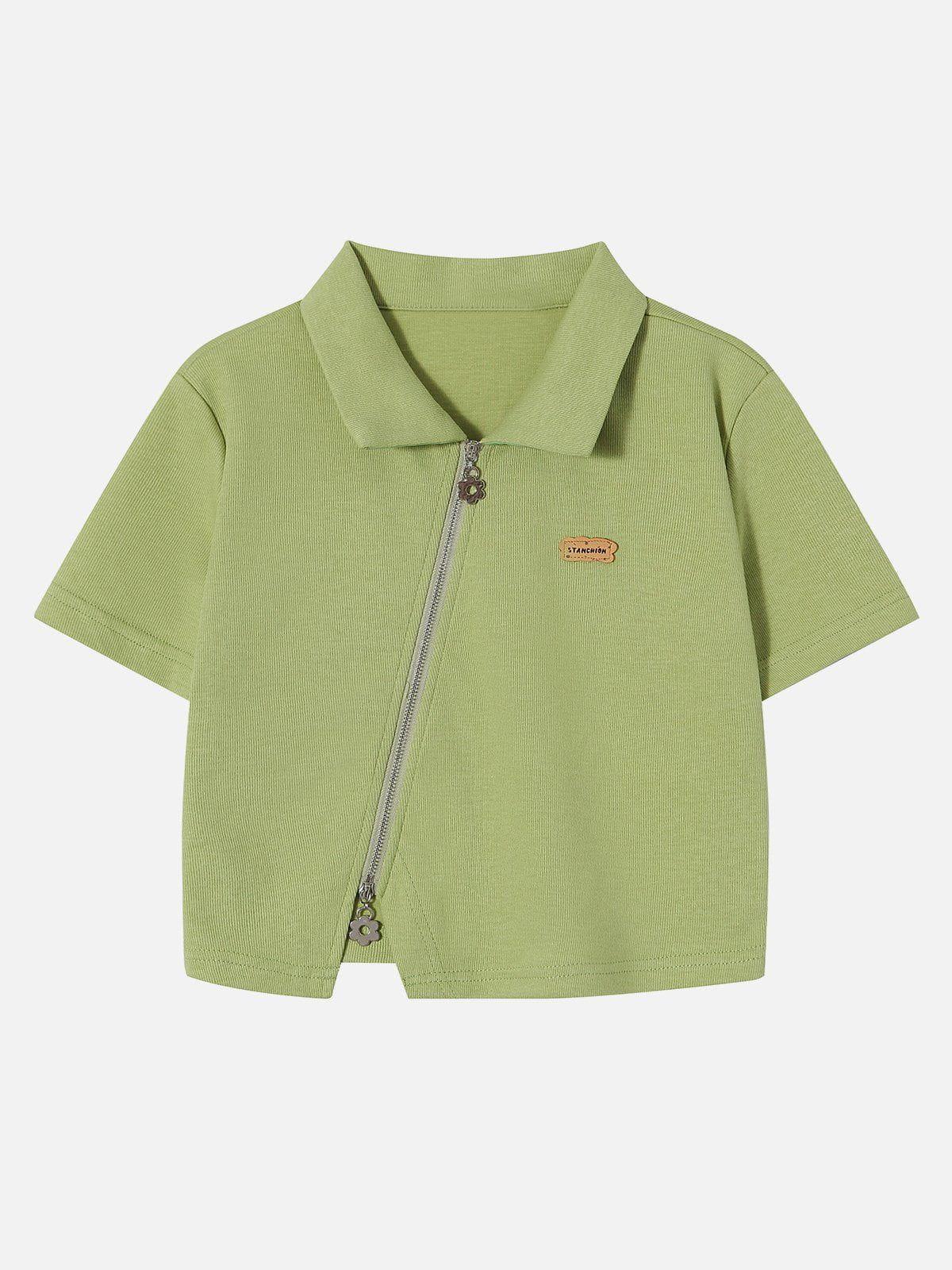 Concert Outfit Geometric Zip Up Crop Tee Concert Outfit Geometric Zip Up Crop Tee