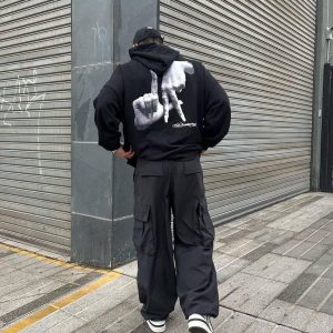 Concert Outfit Gesture Print Hoodie