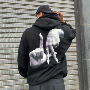 Concert Outfit Gesture Print Hoodie