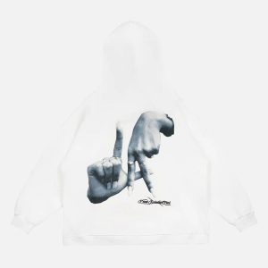 Concert Outfit Gesture Print Hoodie