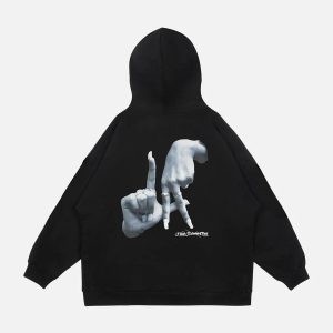 Concert Outfit Gesture Print Hoodie