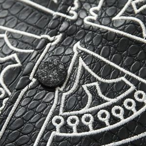 Concert Outfit Gothic Cross Embroidery Crocodile Leather Bomber Jacket