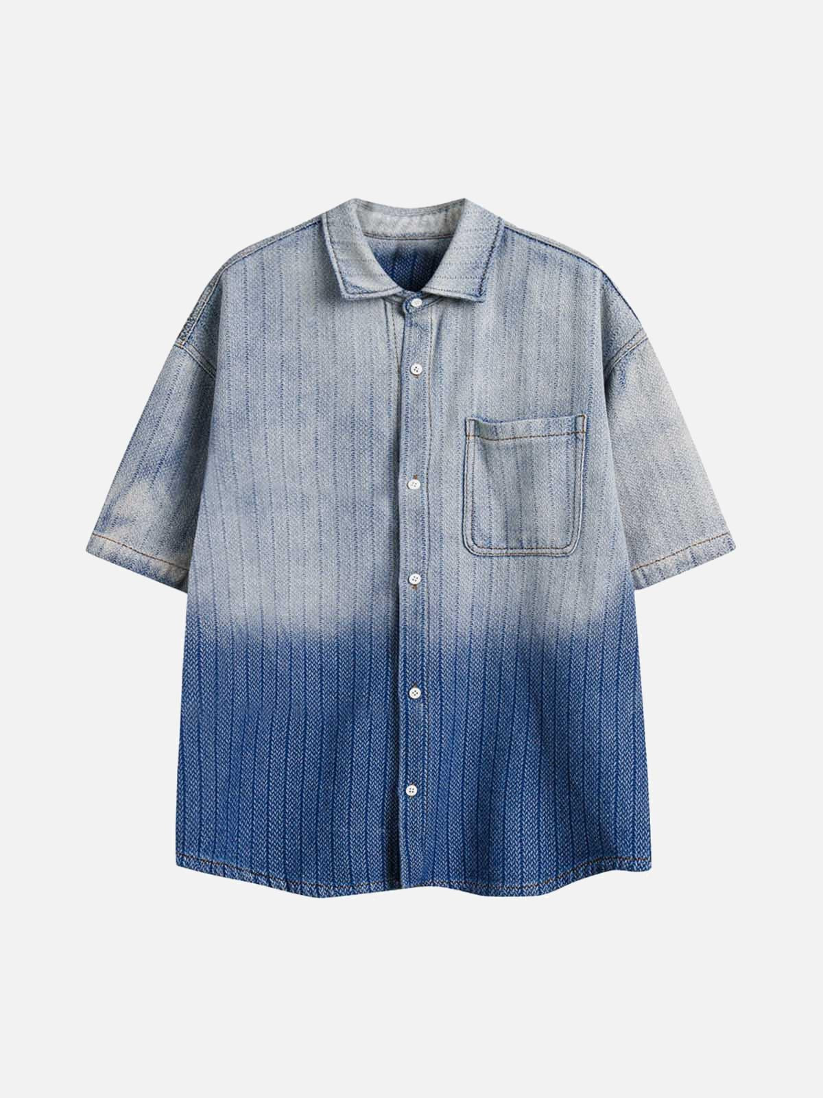 Concert Outfit Gradient Denim Short-Sleeve Shirt Concert Outfit Gradient Denim Short-Sleeve Shirt