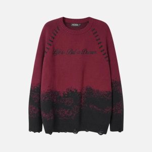 Concert Outfit Gradient Dyed Embroidered Sweater
