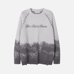 Concert Outfit Gradient Dyed Embroidered Sweater