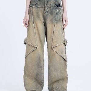 Concert Outfit Gradient Irregular Patchwork Jeans