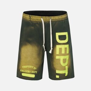 Concert Outfit Gradient Letter Print Drawstring Shorts