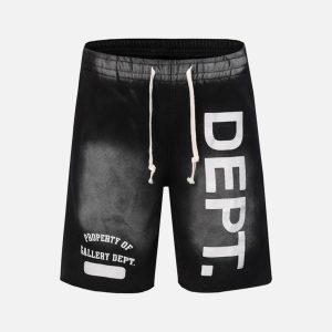 Concert Outfit Gradient Letter Print Drawstring Shorts
