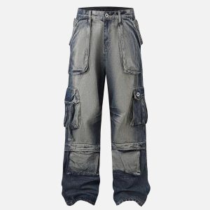 Concert Outfit Gradient Multi-Pocket Cargo Jeans