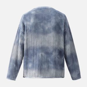 Concert Outfit Gradient Ombre Knit Crew Neck Sweater