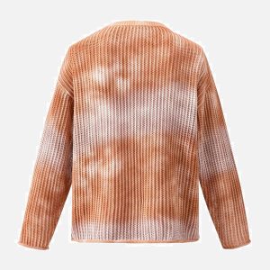 Concert Outfit Gradient Ombre Knit Crew Neck Sweater