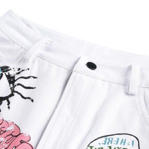 Concert Outfit Graffiti Art Denim Shorts