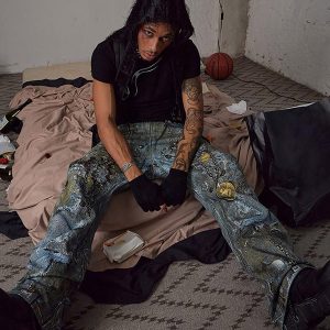 Concert Outfit Graffiti BORO Destruction Chain Jeans