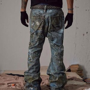 Concert Outfit Graffiti BORO Destruction Chain Jeans