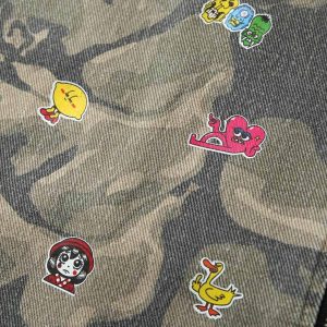 Concert Outfit Graffiti Camouflage Patchwork Hooded Jacket