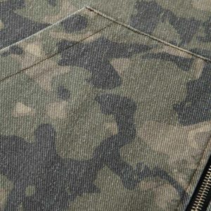 Concert Outfit Graffiti Camouflage Patchwork Hooded Jacket