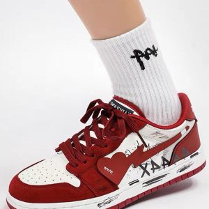 Concert Outfit Graffiti Distressed Heart Skate Shoes