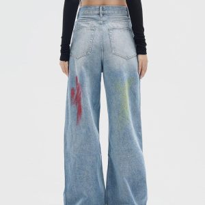 Concert Outfit Graffiti Distressed Jeans