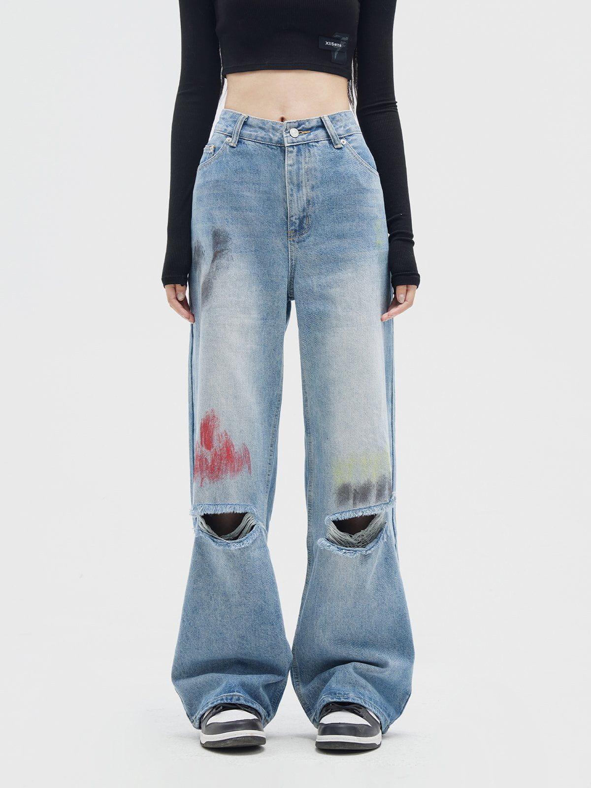 Concert Outfit Graffiti Distressed Jeans Concert Outfit Graffiti Distressed Jeans
