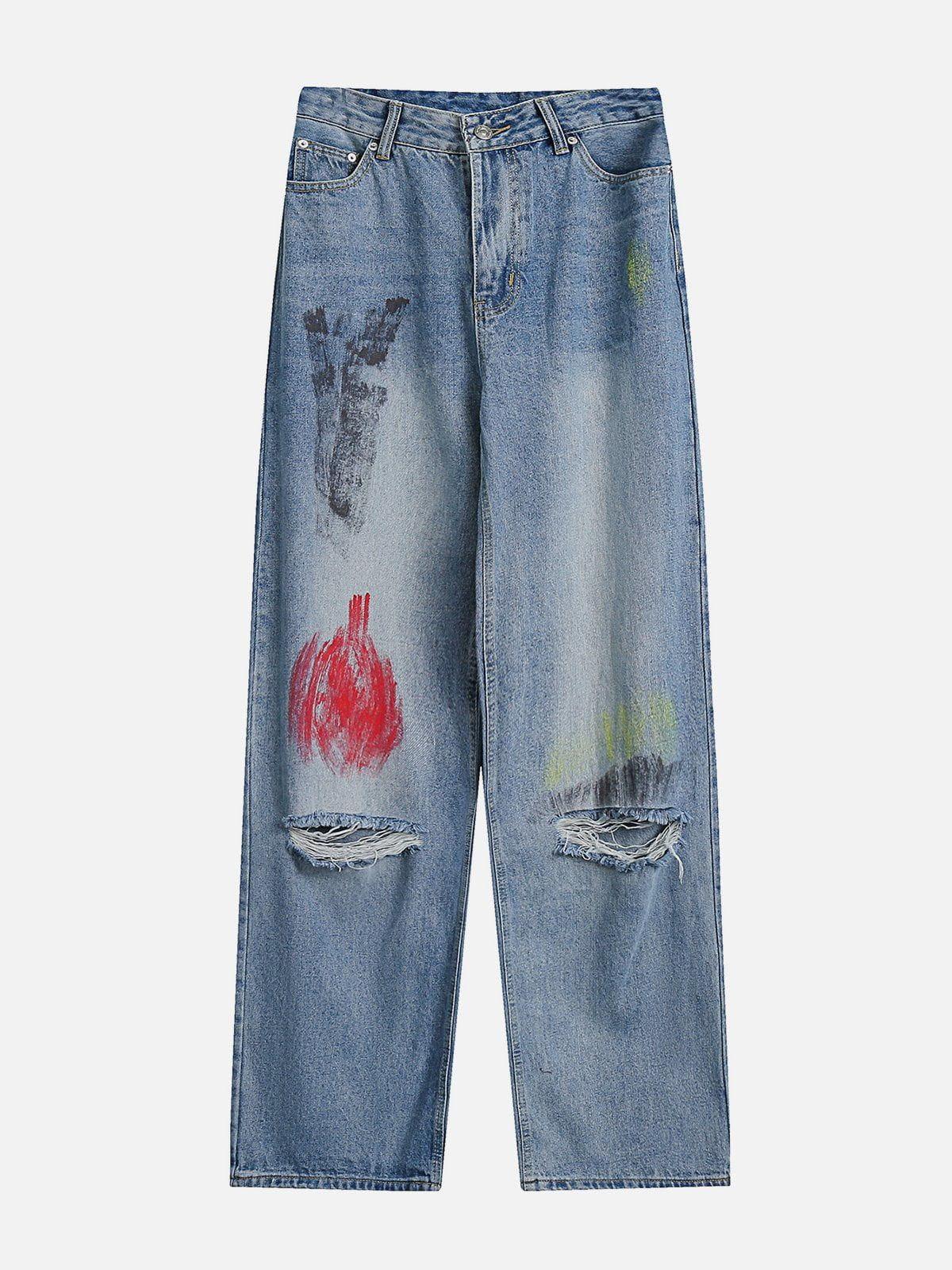 Concert Outfit Graffiti Distressed Jeans Concert Outfit Graffiti Distressed Jeans